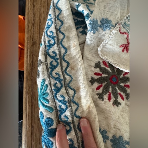 Johnny Was Biya Embroidered Colorful Boho open flowy cardigan - Size S - Picture 3 of 8